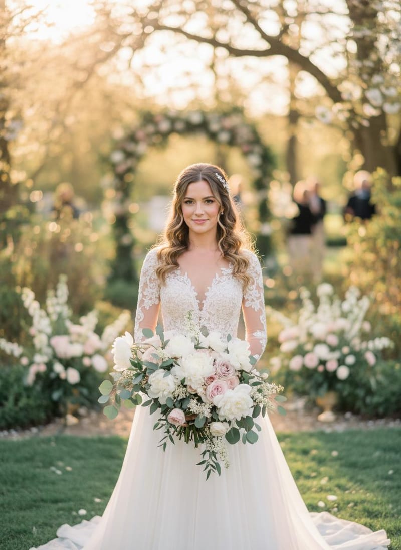 Bouquet de mariée romantique avec pivoines